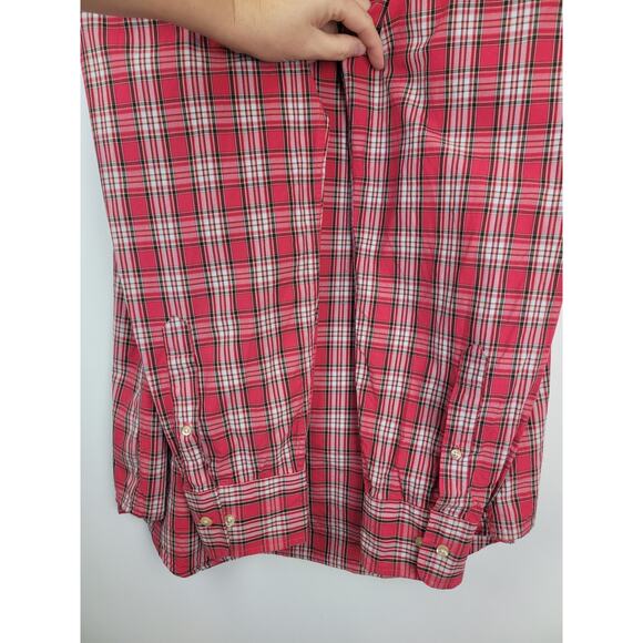 Lands End Men's Red Plaid Long Sleeve Button Up Shirt XLT 17-17.5 - Picture 9 of 10